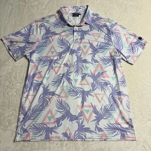 Sunday Swagger Mens Golf Polo Shirt XL Short Sleeve Floral Geometric‎ Tropical